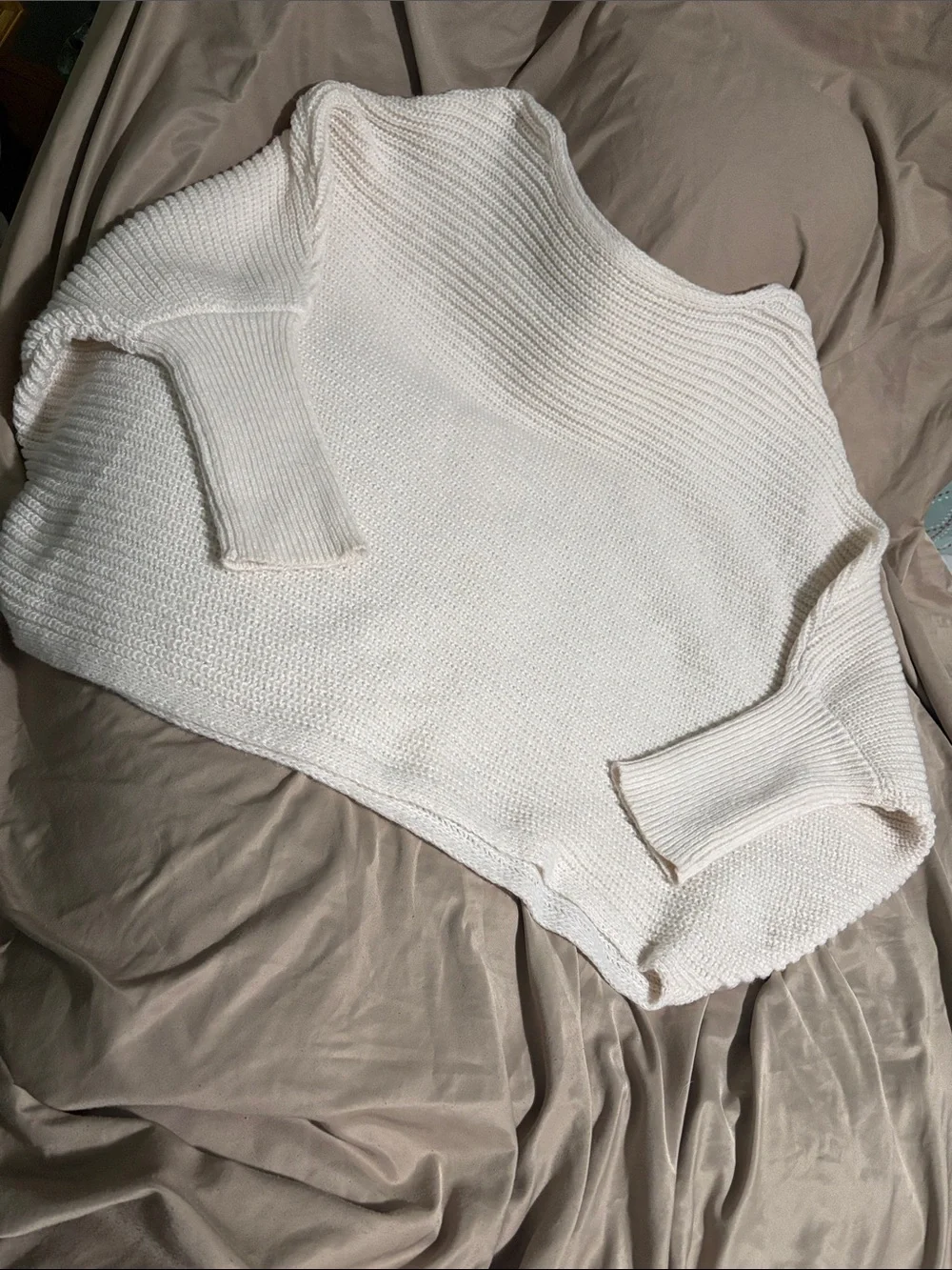 Altar'd State Cream Ribbed Knit Scoop Neck Sweater